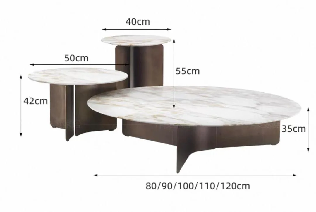 Reference drawing with table diameter and height options