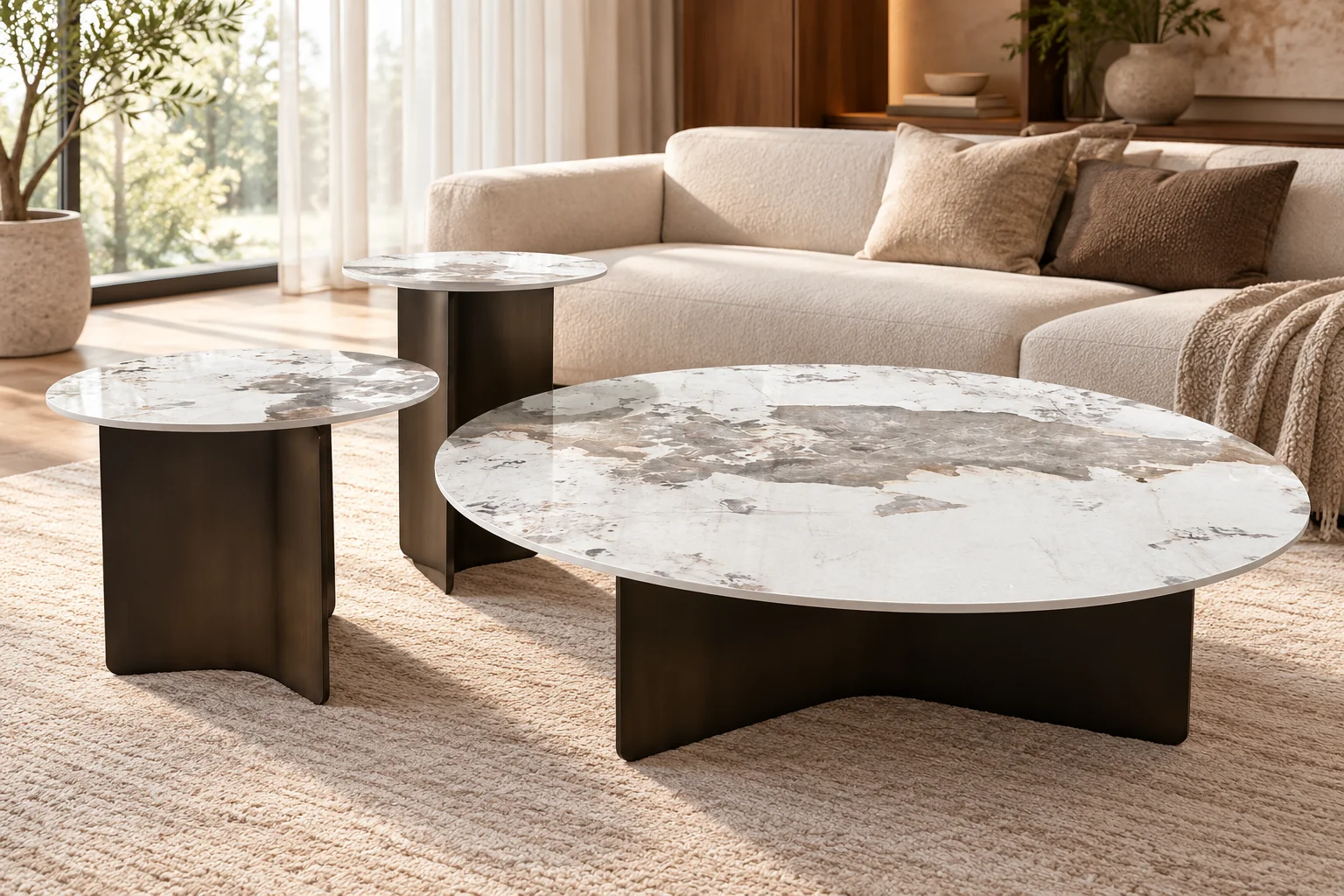 Pandora-pattern table set in an AI-styled living room