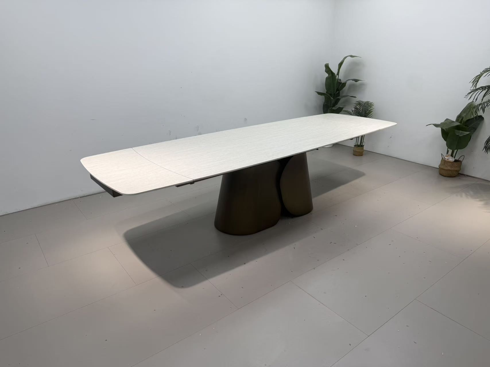 First table extended at an angle